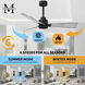 Atlas Alessandra 56 inch Matte Black with Barn Wood Tone Blades Transitional Ceiling Fan